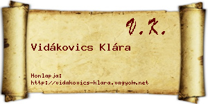 Vidákovics Klára névjegykártya